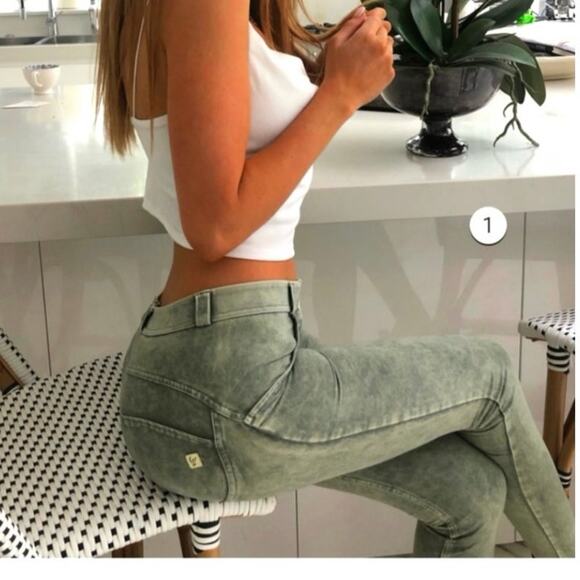 Freddy Acid-wash WR.UP® shaping green trousers in eco-friendly fabric Size XS - Picture 9 of 11